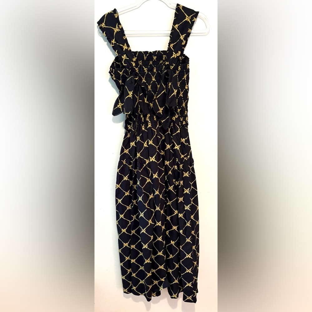 New Damson Madder Tish midi dress in black bow print - Picture 10 of 11